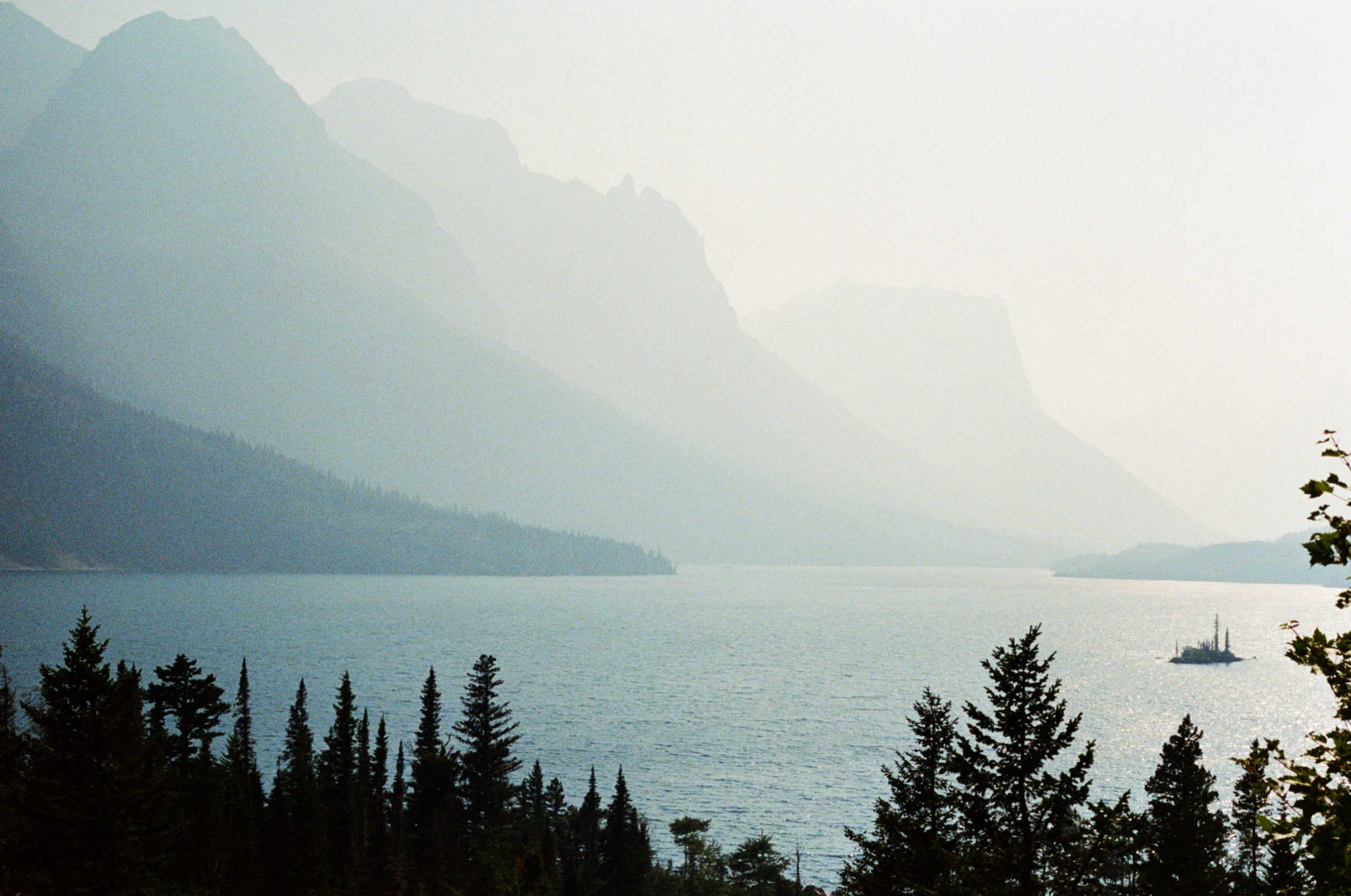 35mm film scan of St. Mary's Lake in Glacier National Park in Montana