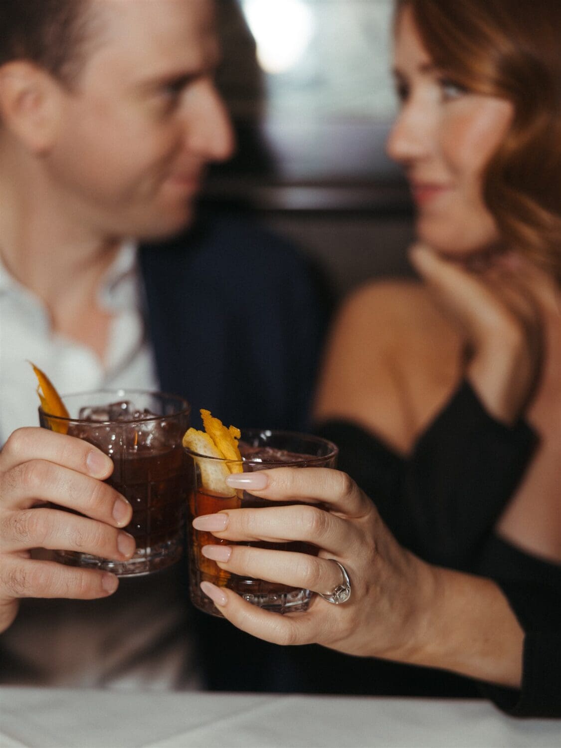 cocktail bar engagement photos