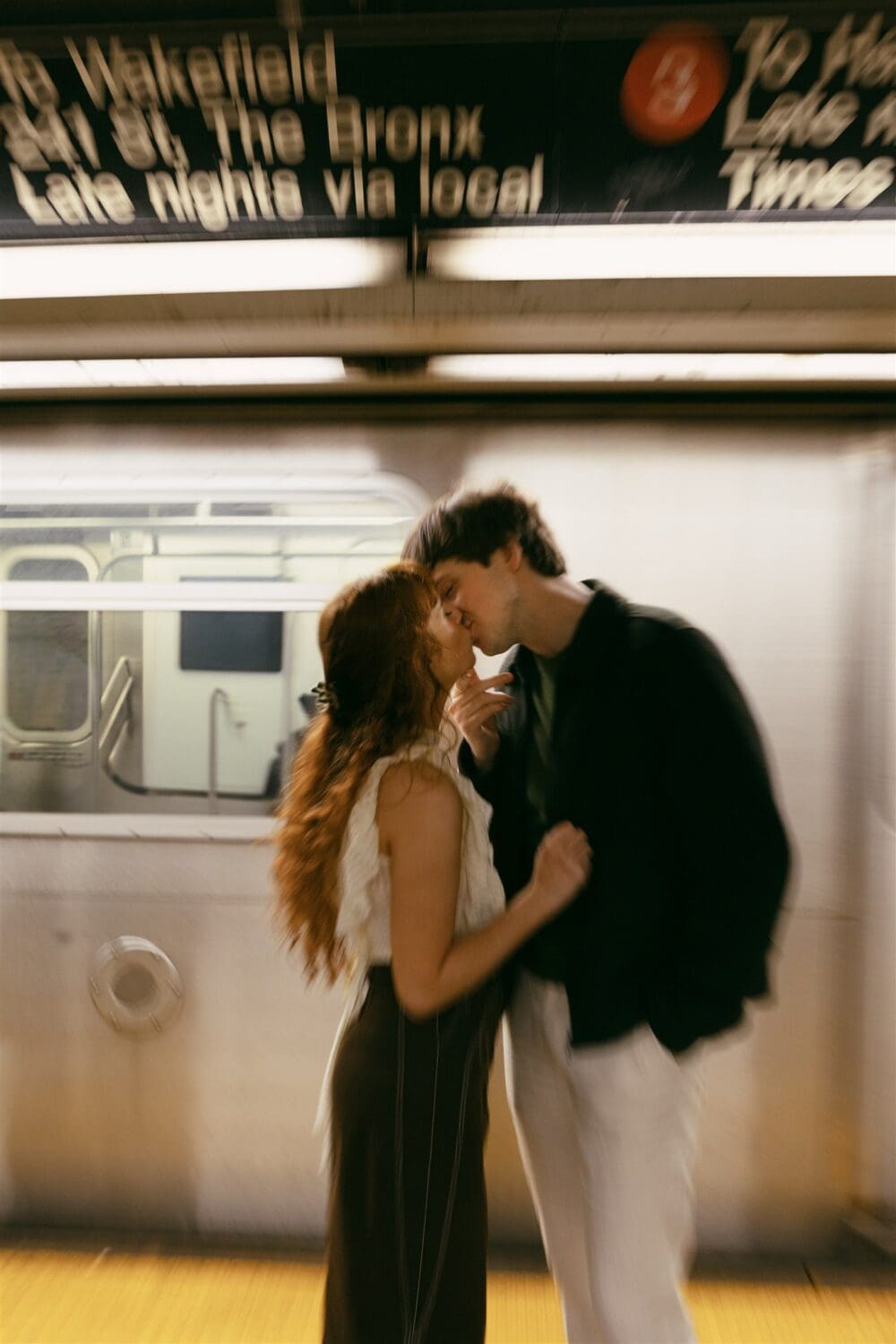 NYC subway engagement photos