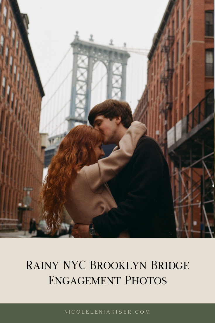 Rainy NYC Brooklyn Bridge Engagement Photos