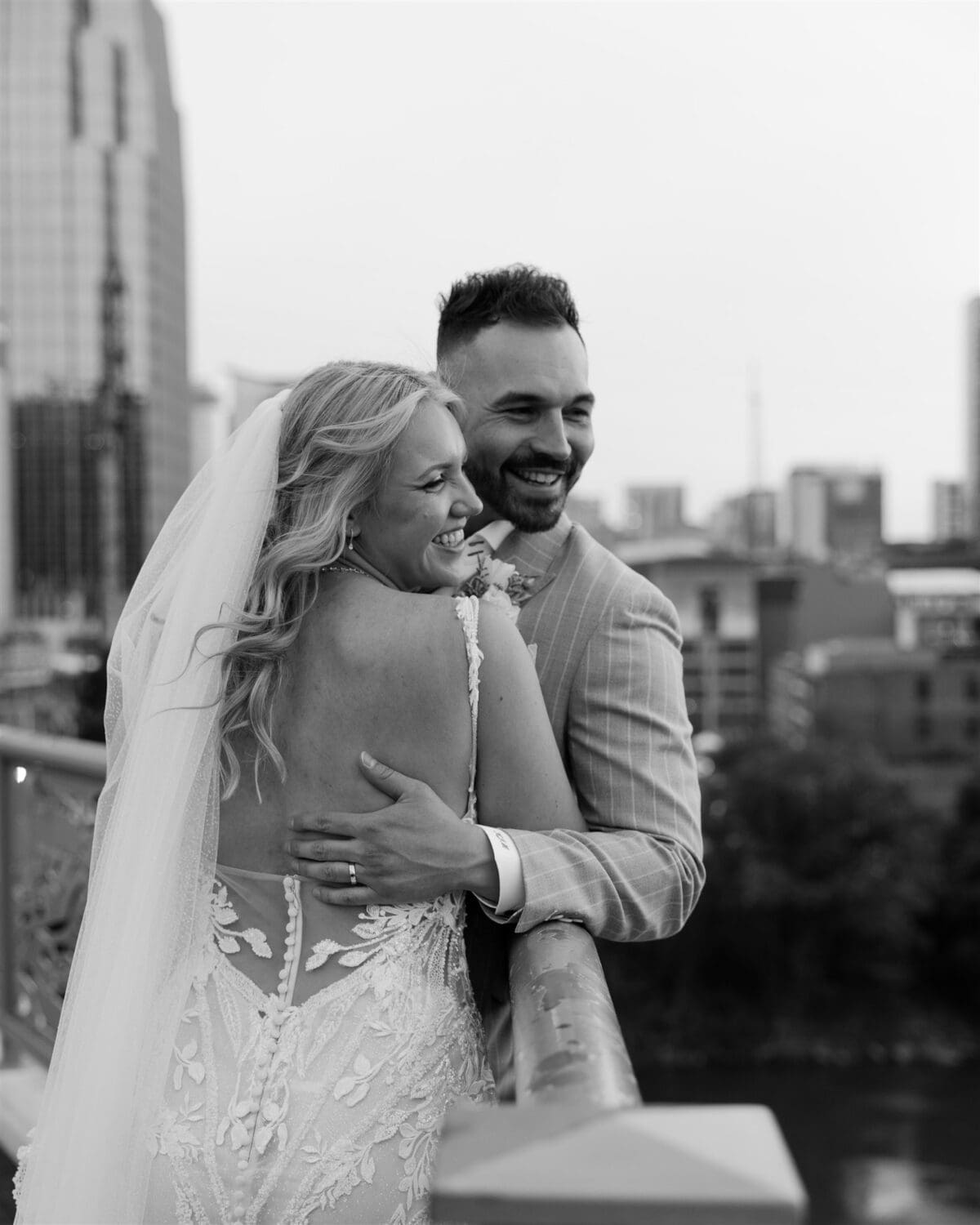 Downtown Nashville Bridge Building Wedding by Nicole Kiser