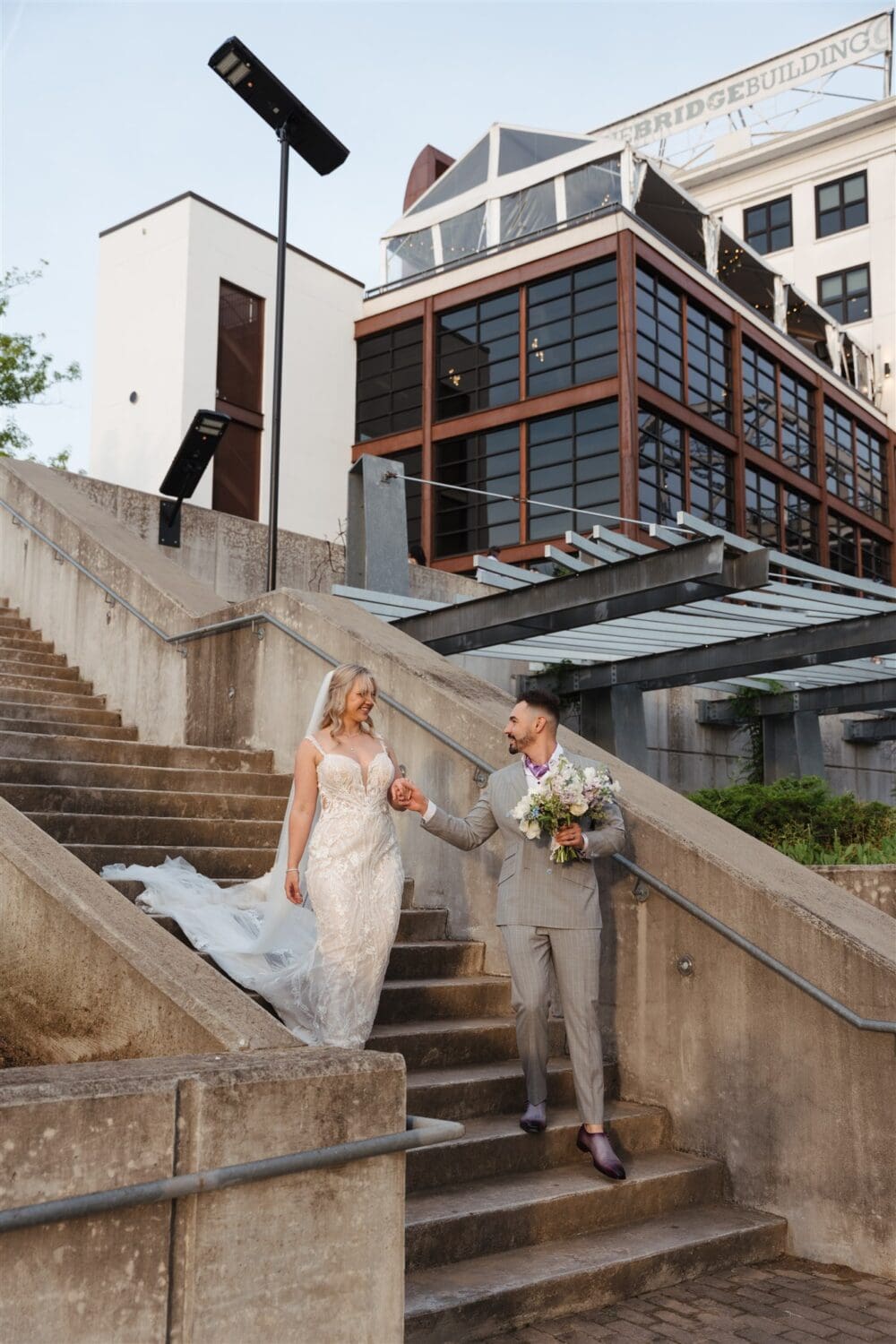 Downtown Nashville Bridge Building Wedding by Nicole Kiser