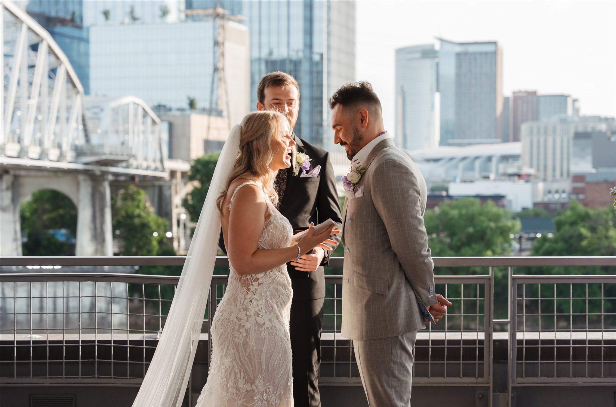 Downtown Nashville Bridge Building Wedding by Nicole Kiser