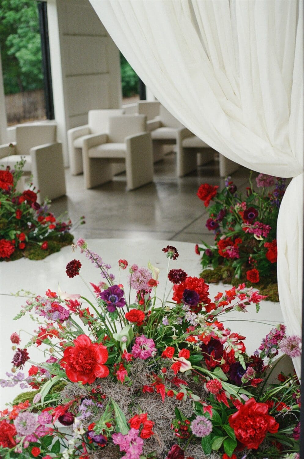 floral inspiration with red, purple and pink