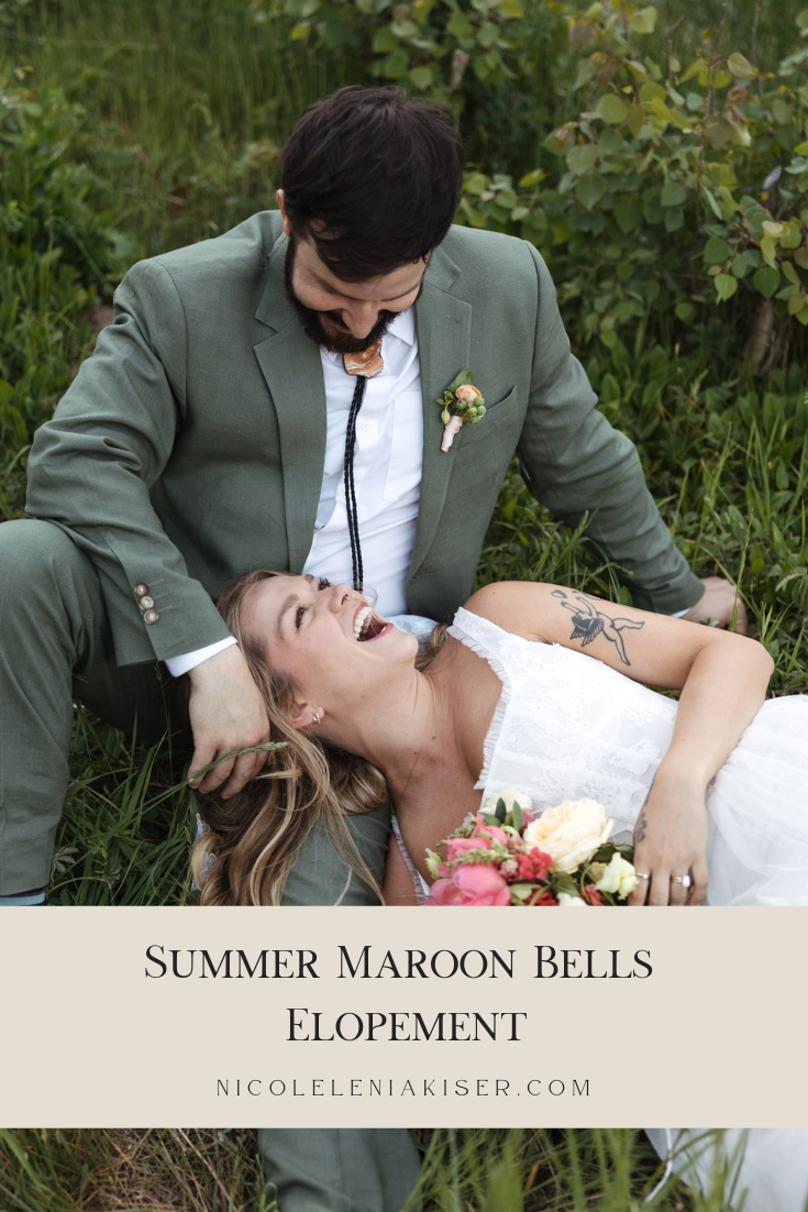 sunset elopement at the Maroon Bells mountains outside of Aspen, Colorado by Aspen wedding photographer, Nicole Lenia Kiser
