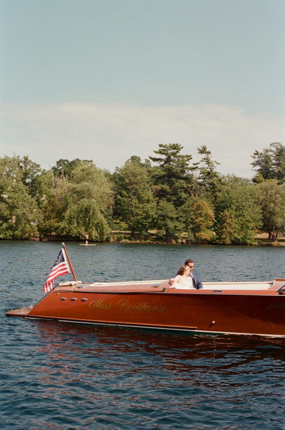 bride pics in a boat
