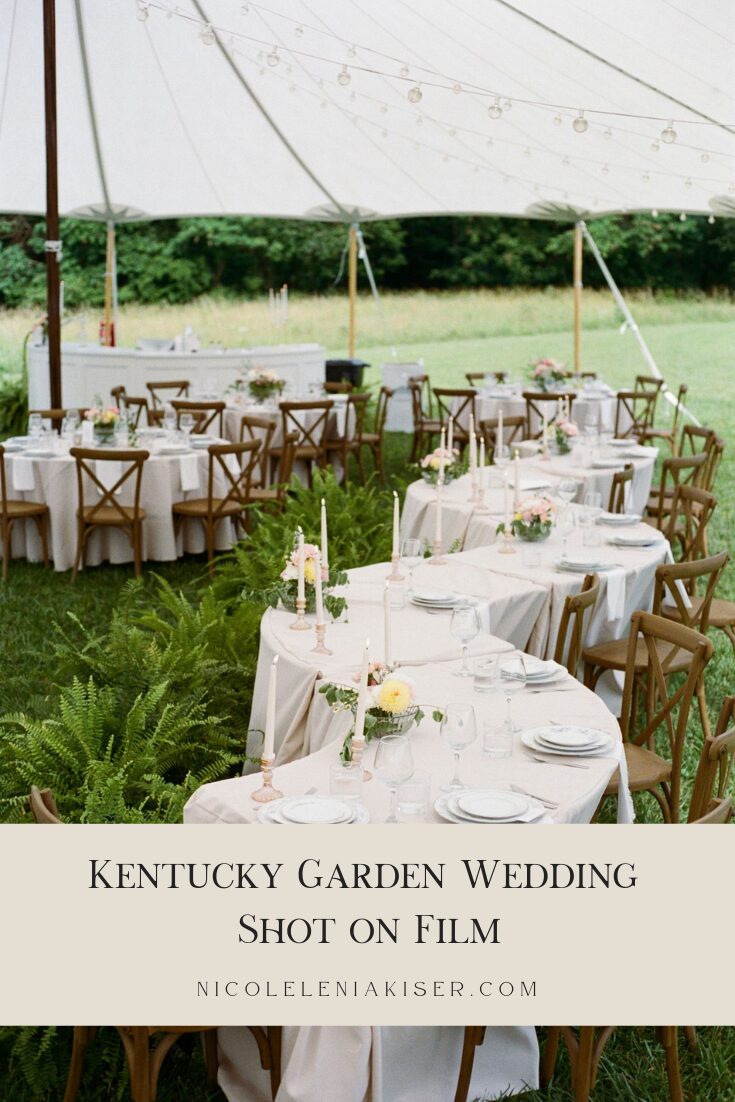 film wedding photos from a backyard garden wedding in Kentucky photographed on vintage film by Nicole Kiser.